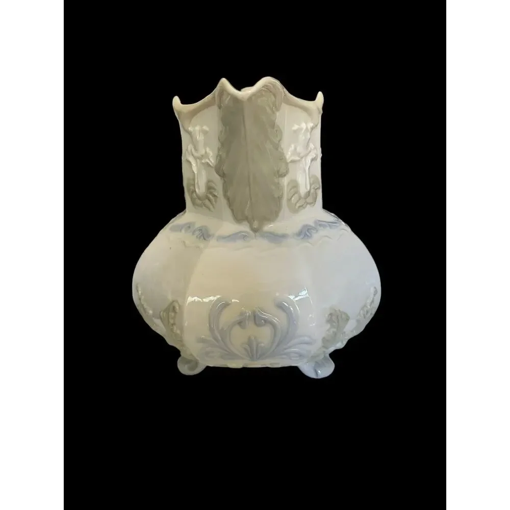 Stunning Capodimonte Italy Beverage Jug Pitcher Decorated Relief Octagon Shape